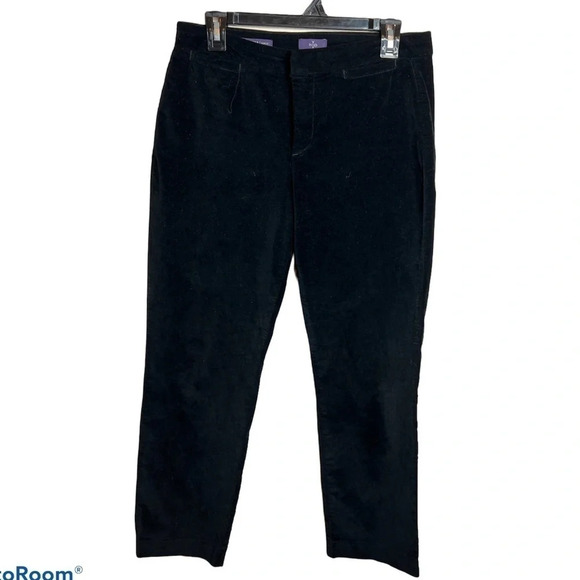 NYDJ CORYNNA Ankle  Black Velvet cropped pants Sz 6P - Picture 2 of 6